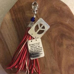 Bright,Give PEACE A CHANCE handbag tassel